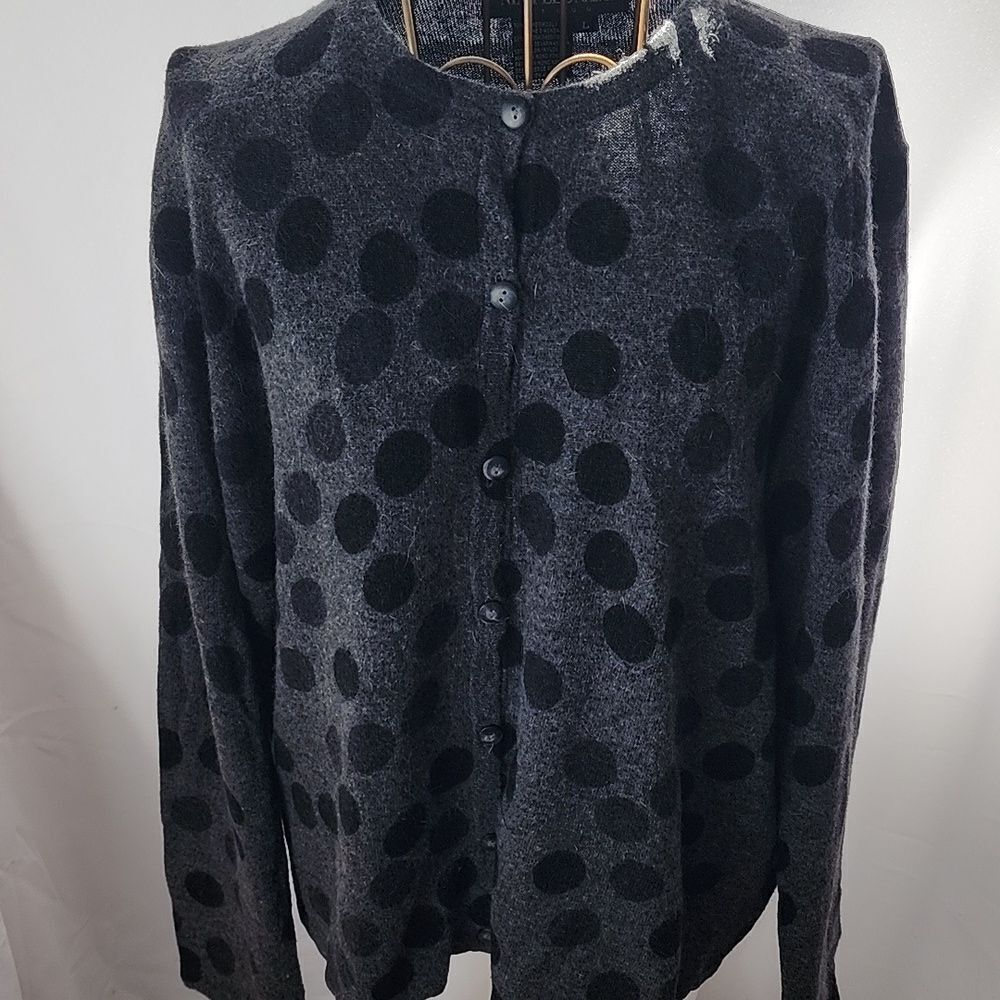 Lambswool Cardigan Sweater Polka Dots Lightweight